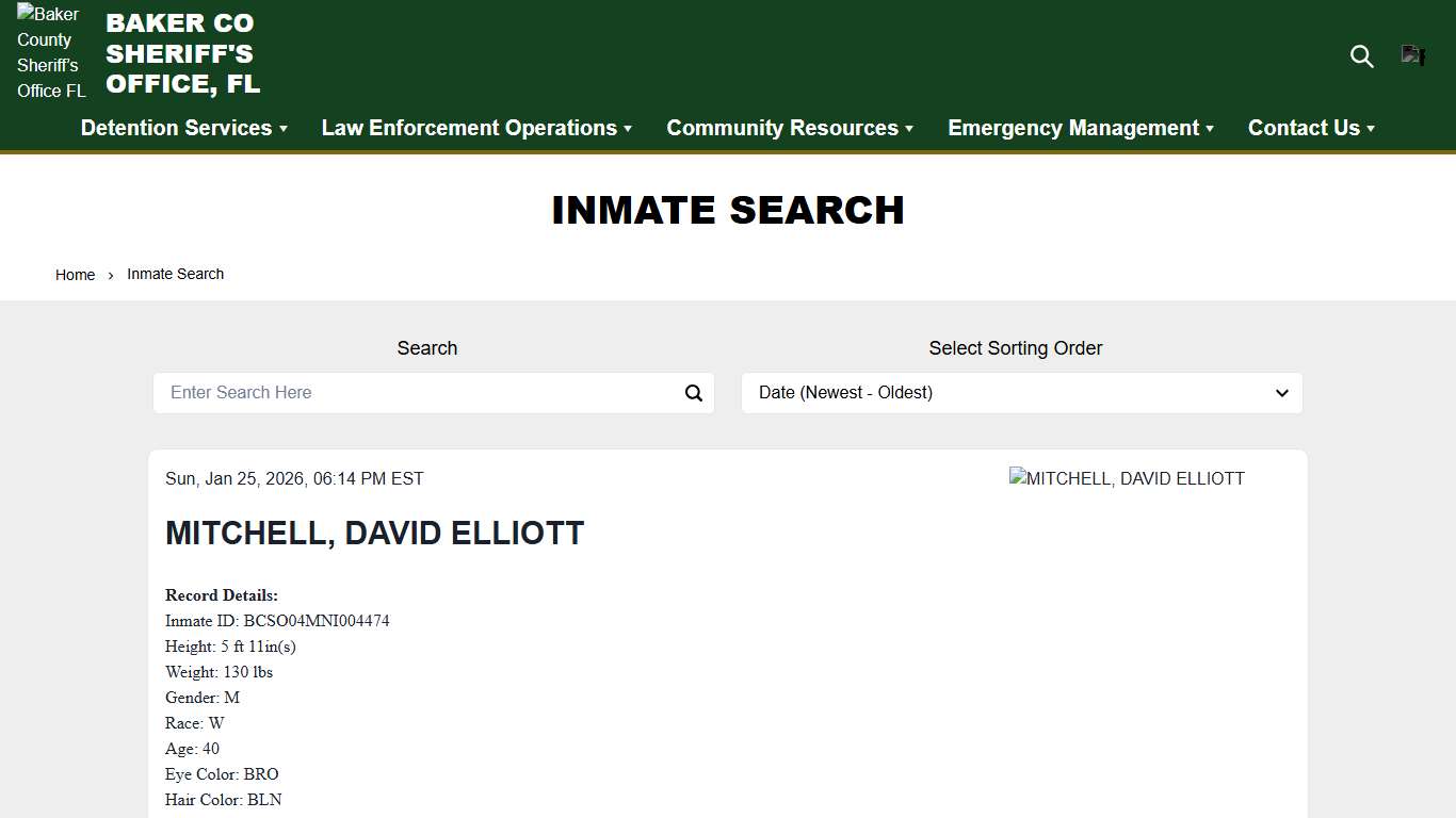 Inmate Search Baker County Sheriff’s Office FL